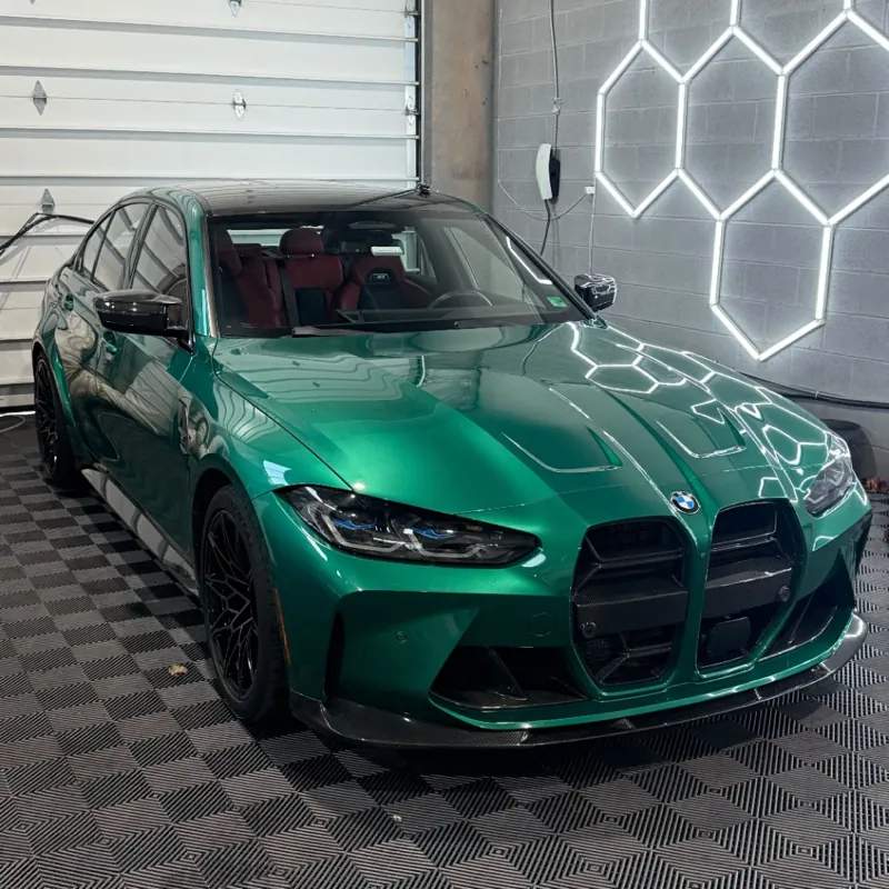 Isle of Man Green BMW M3 with Level Two ceramic coating in the Chantilly bay