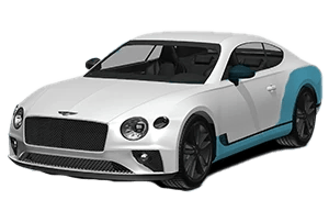 Diagram showing track addon PPF on side skirts, lower doors, and rear splash guards